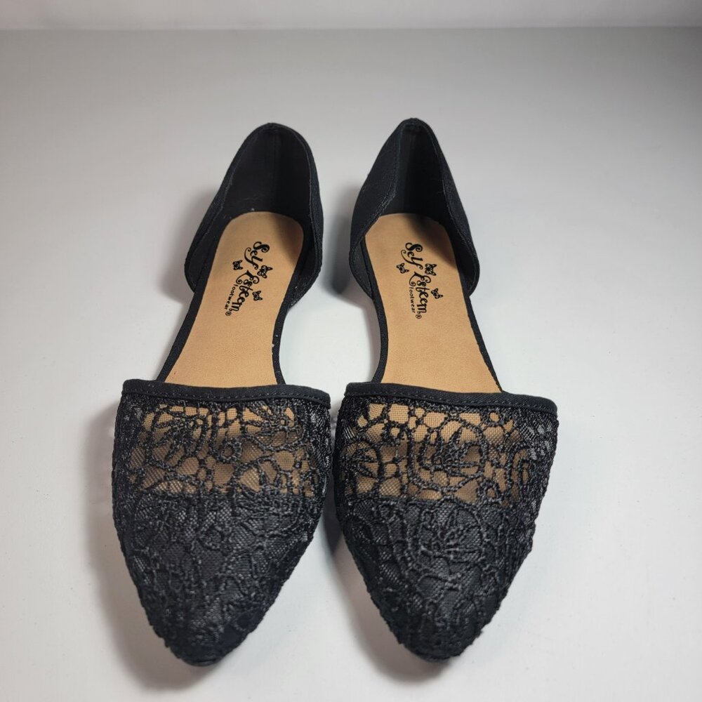 Self Esteem Footwear Women's Black Lace Flats Size 7 - Picture 2 of 12